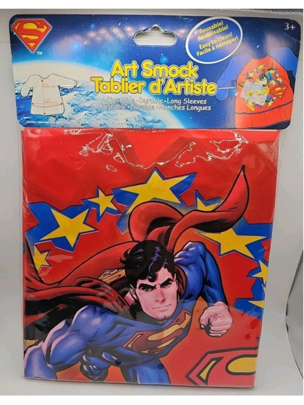 Superman Art Smock Reusable Lightweight Long Sleeve 21.5" x 17.5" One Size 3+